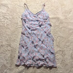 Altar'd State Light Blue Floral Ruffle Slip Dress
